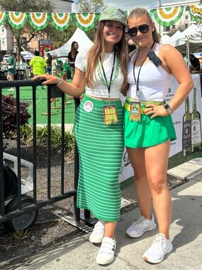 Green Striped Maxi Skirt